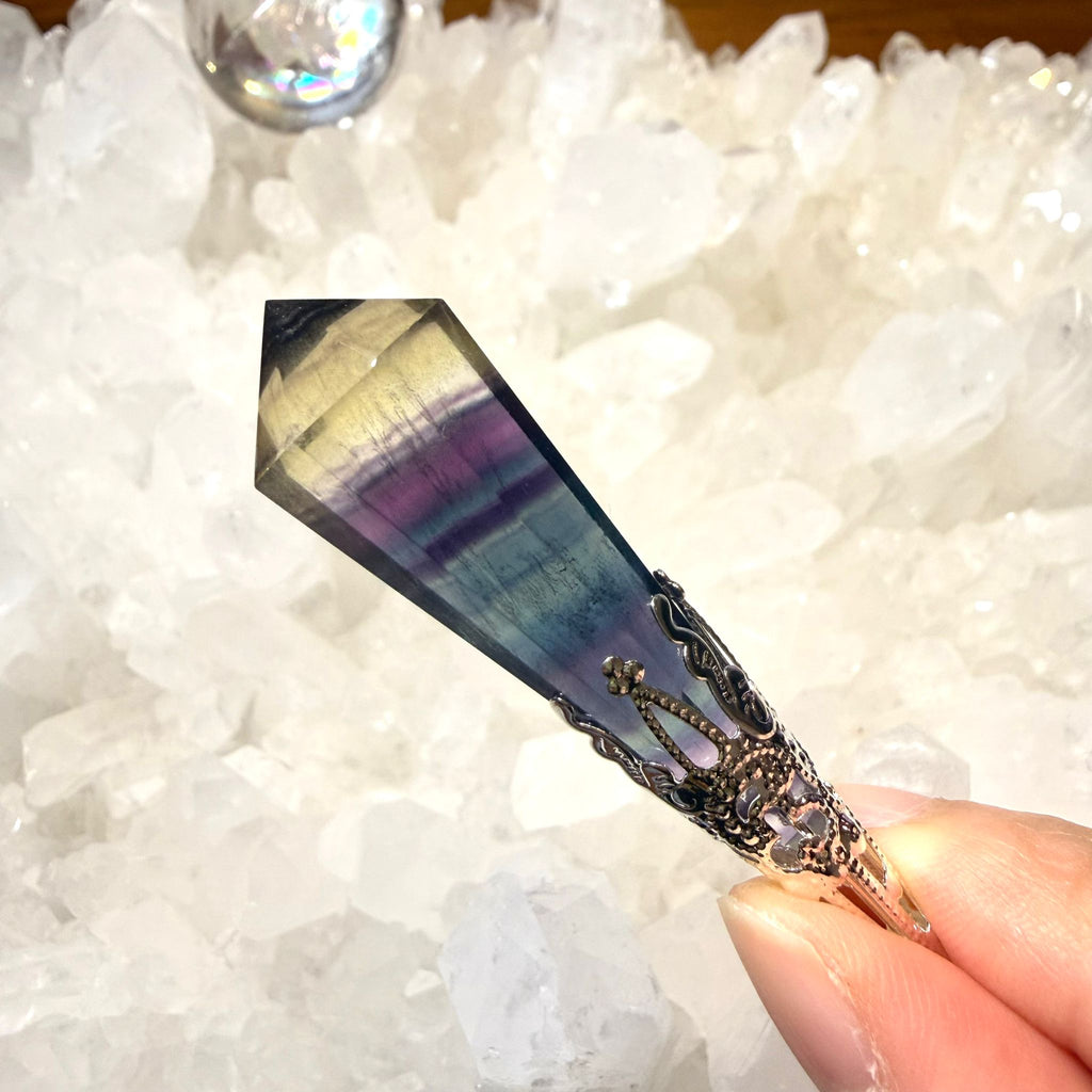 濃紫綠螢石靈擺 提升能量至9,000,000