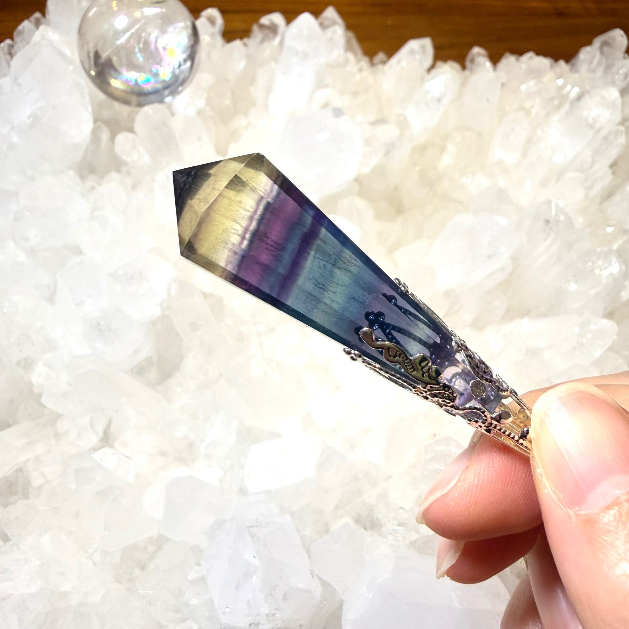 濃紫綠螢石靈擺 提升能量至9,000,000