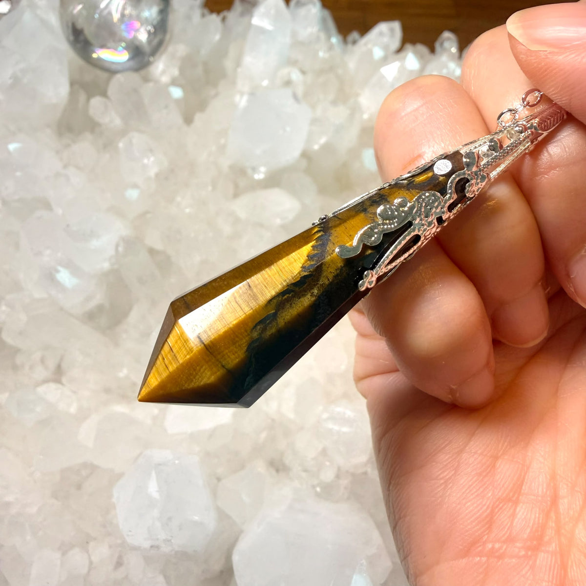 明顯虎紋 超高能量值虎眼靈擺 👉🏻已提升能量至11500000
