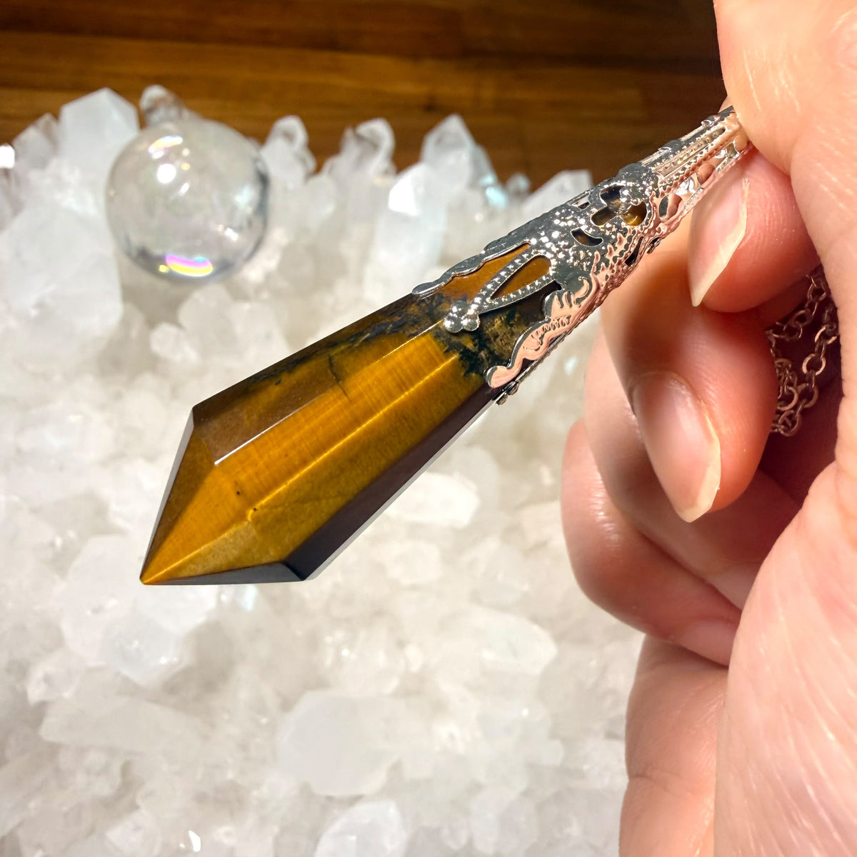 明顯虎紋 超高能量值虎眼靈擺 👉🏻已提升能量至11500000