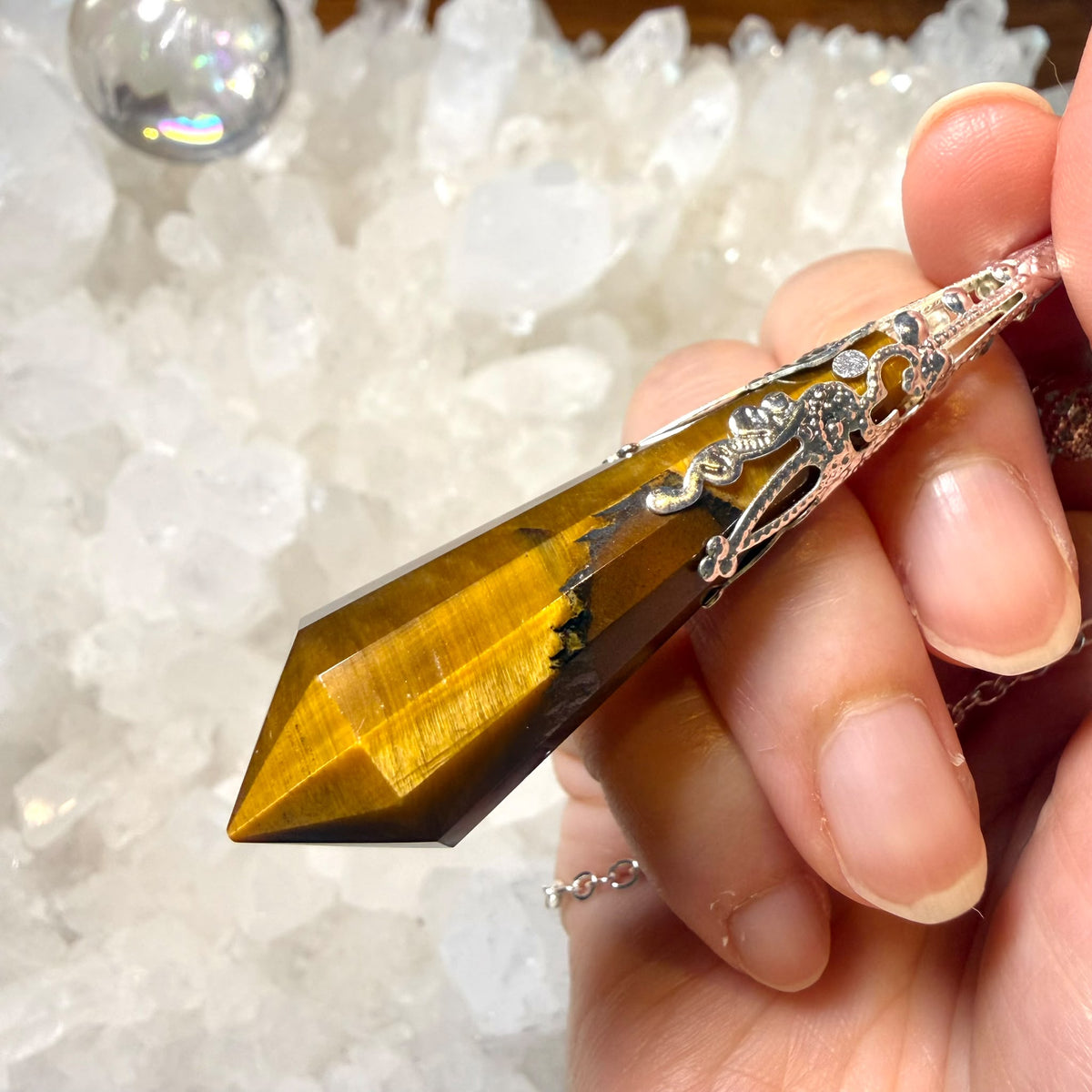金光虎紋 超高能量值虎眼靈擺 👉🏻已提升能量至12500000