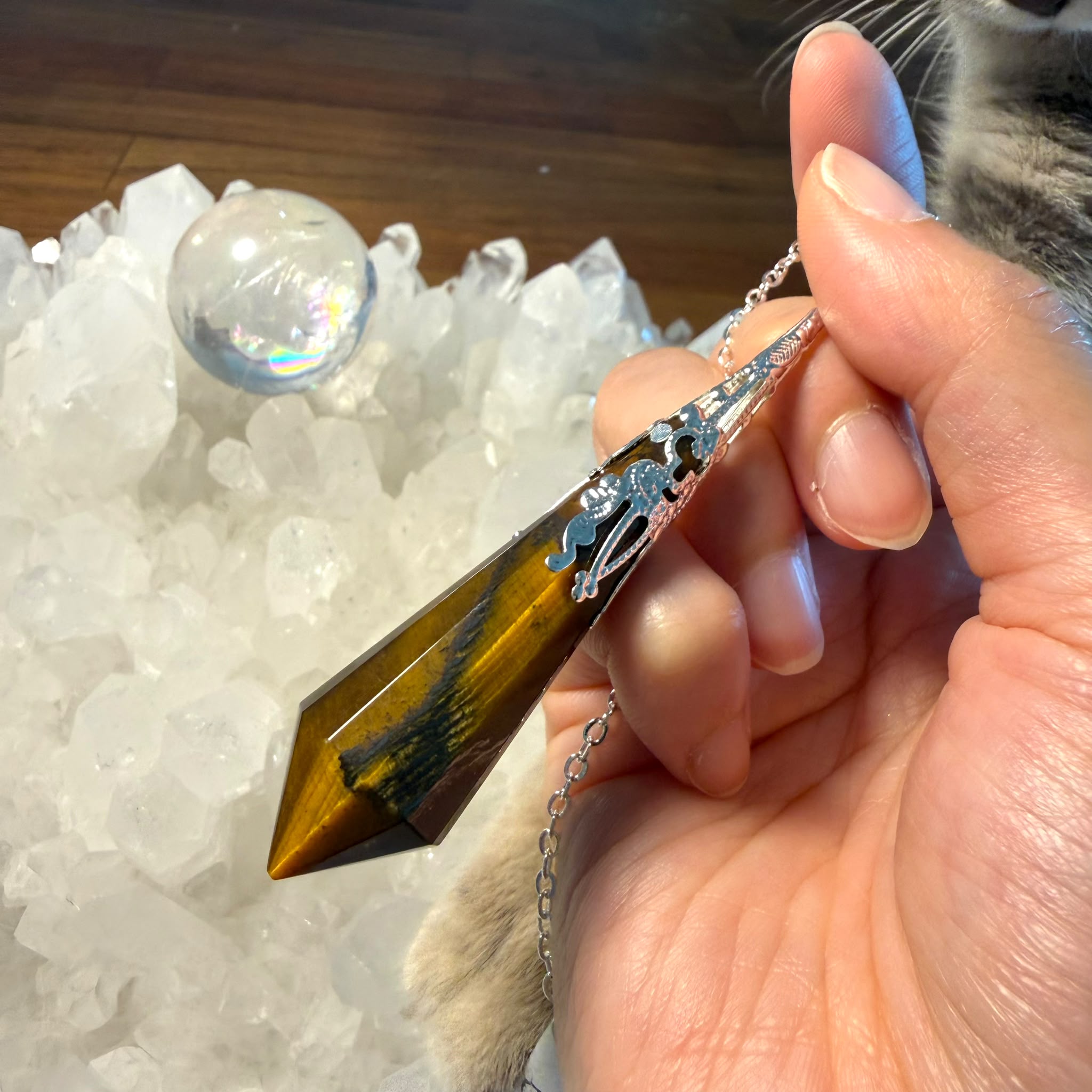 明顯虎紋 超高能量值虎眼靈擺 👉🏻已提升能量至8500000
