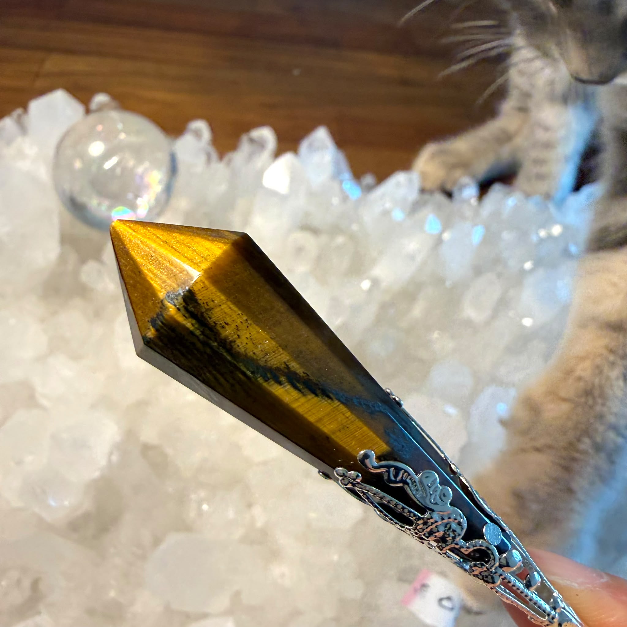 明顯虎紋 超高能量值虎眼靈擺 👉🏻已提升能量至8500000