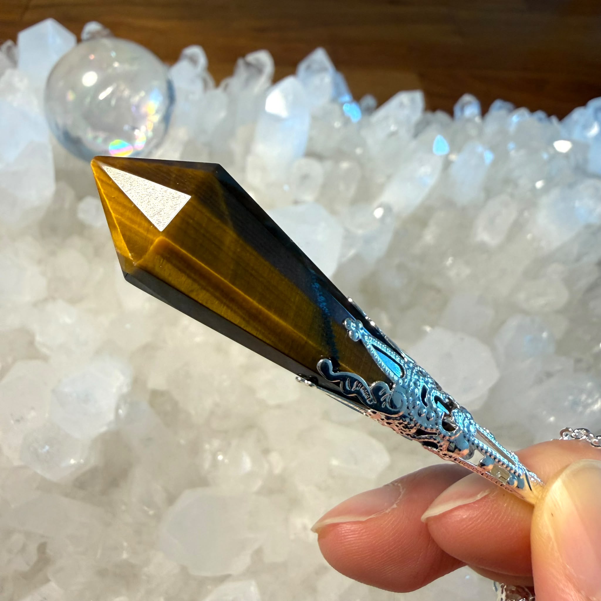 明顯虎紋 超高能量值虎眼靈擺 👉🏻已提升能量至8500000