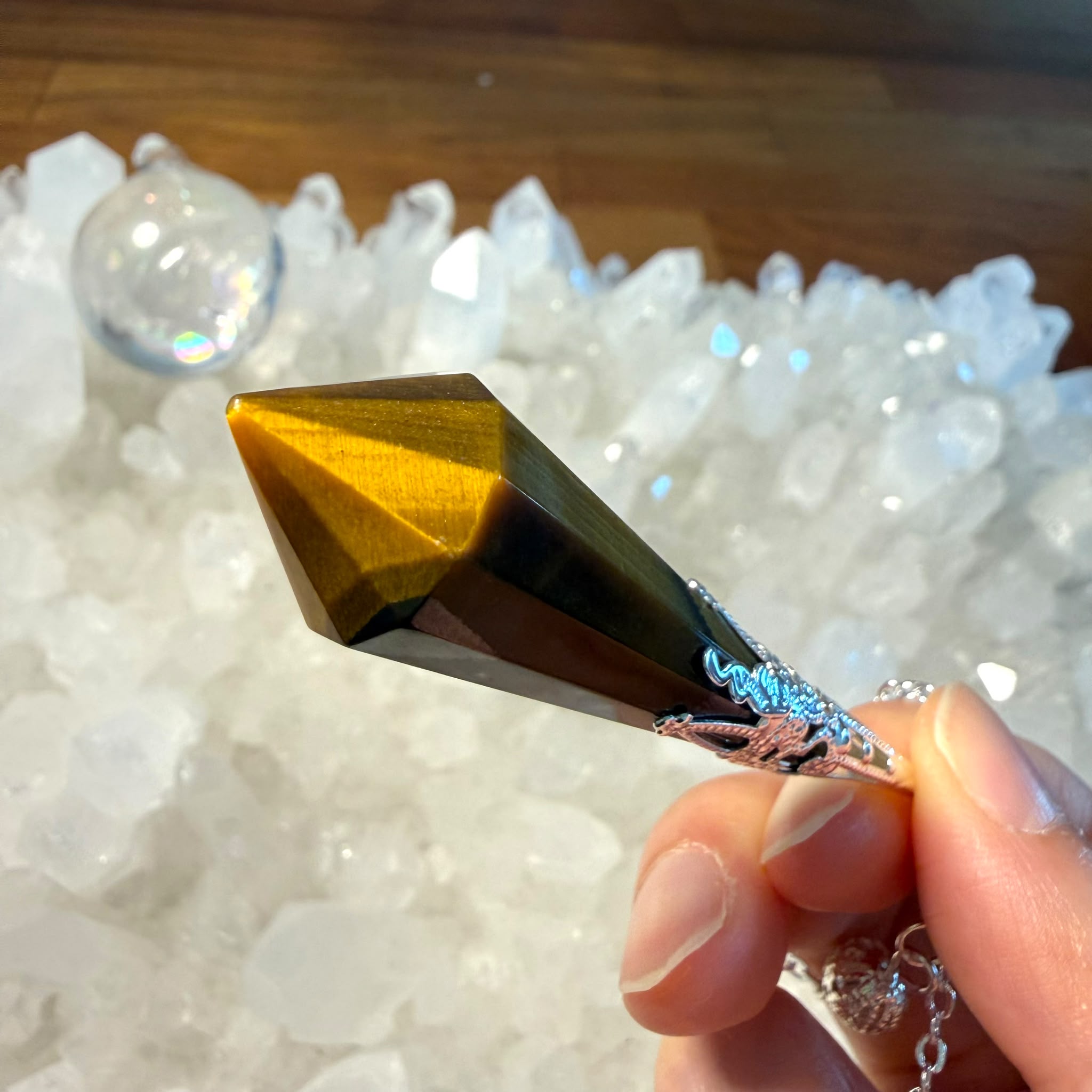 明顯虎紋 超高能量值虎眼靈擺 👉🏻已提升能量至8500000