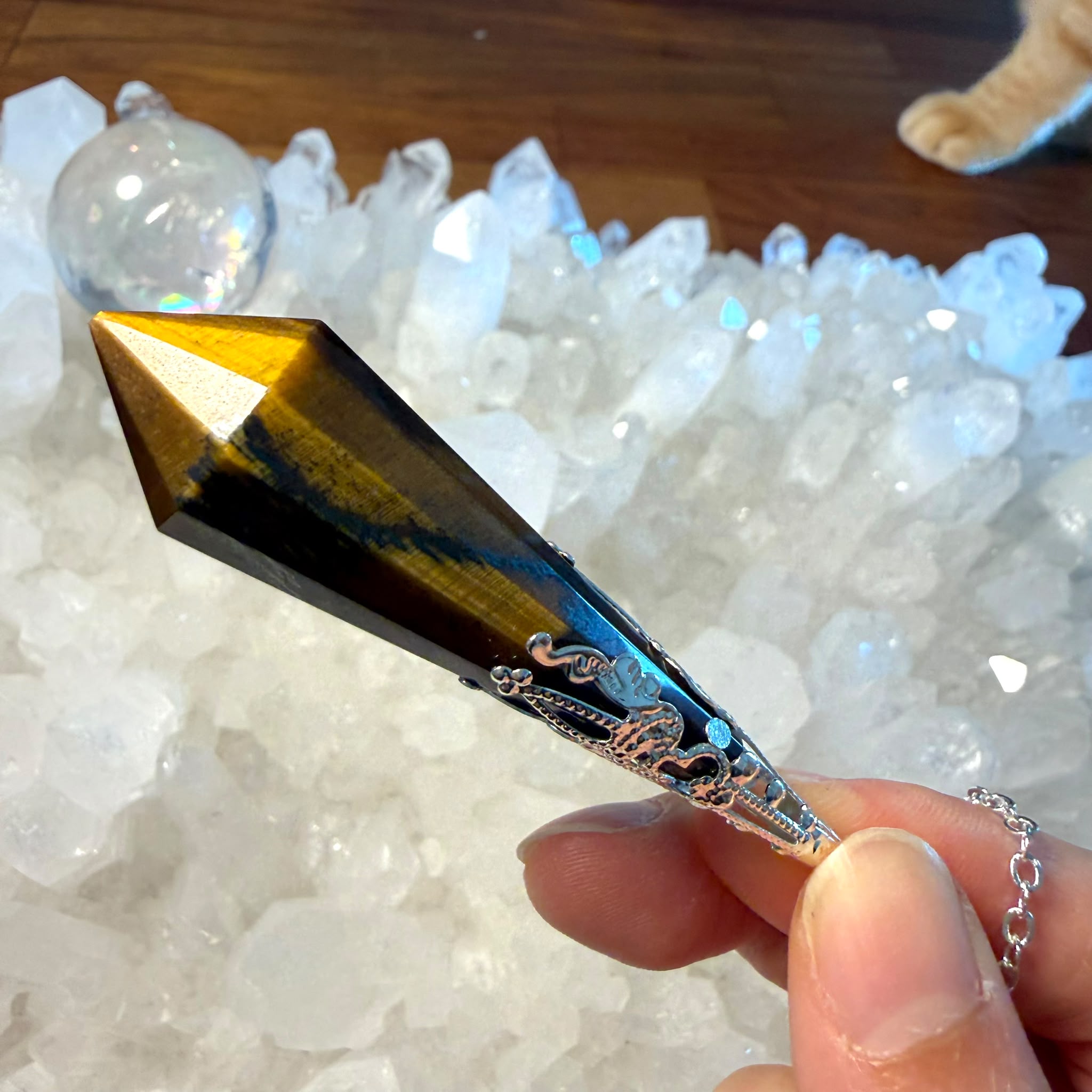 明顯虎紋 超高能量值虎眼靈擺 👉🏻已提升能量至8500000