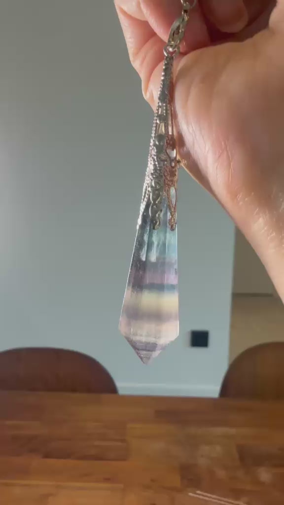 粉紫綠螢石靈擺