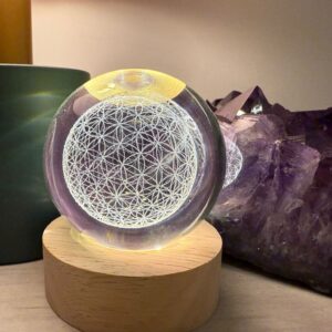 立體生命之花發光水晶球連底座🌈能量圖令磁場變好、風水變好、旺人流